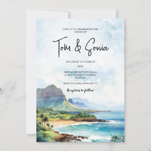 Hawaii Landscape Wedding Destination Invitation