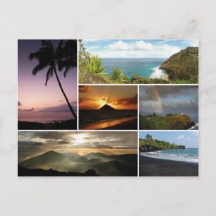Hawaii landscapes collage postcard