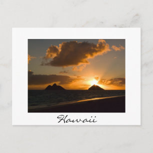 Hawaii Lanikai sunrise white text postcard