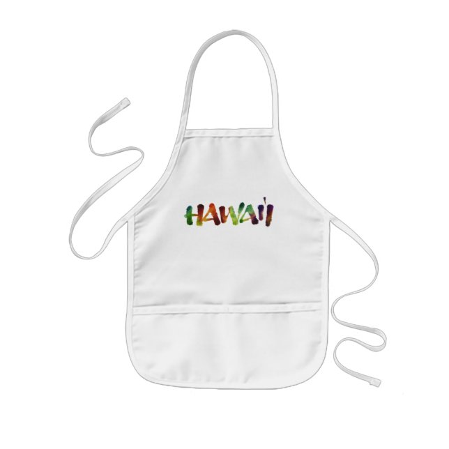 Hawai'i Lettering Bright Hawaiian Luau Cook hawaii Kids' Apron (Front)