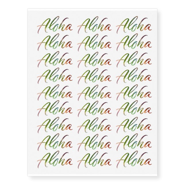 Hawai'i Lettering Calligraphy  - Aloha Hawaii Temporary Tattoos (Front)