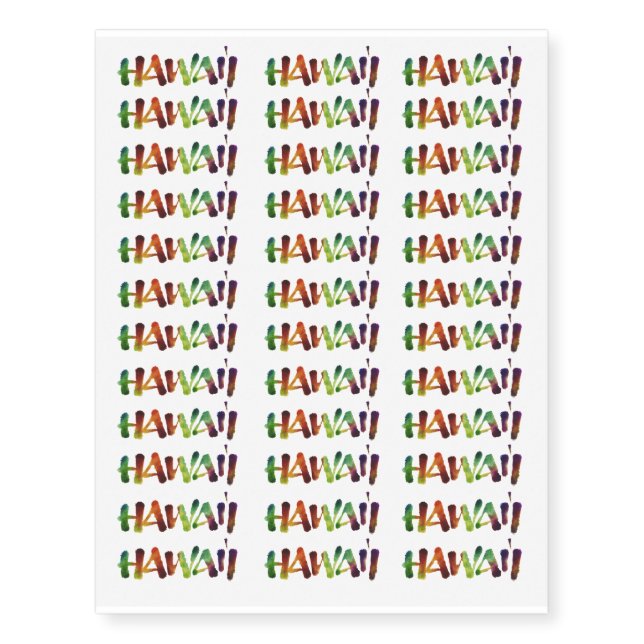 Hawai'i Lettering Calligraphy  - Aloha Hawaii Temporary Tattoos (Front)