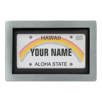Hawaii License Plate (customizable) Rectangular Belt Buckle by aura2000 at Zazzle