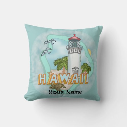 Hawaii Lighthouse custom name pillow