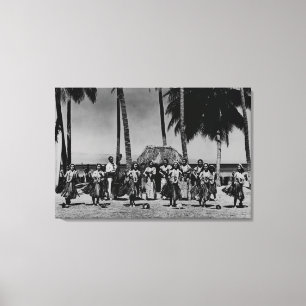 Hawaii - Line of Hula Girls Dancing Canvas Print