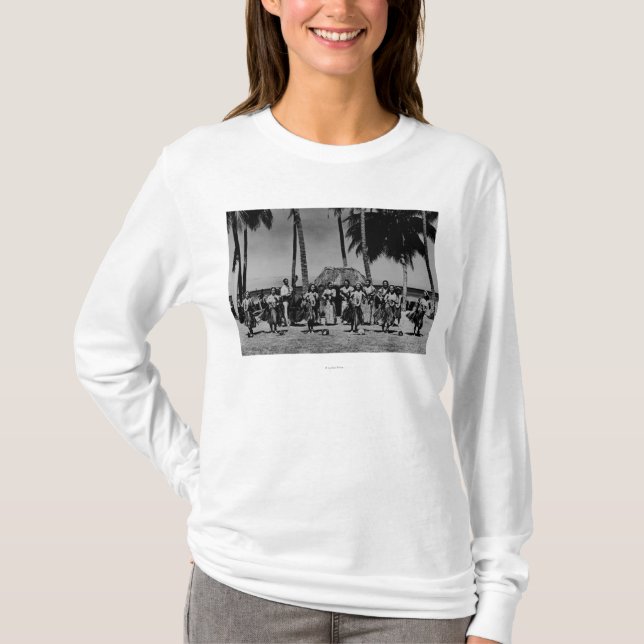 Hawaii - Line of Hula Girls Dancing T-Shirt (Front)