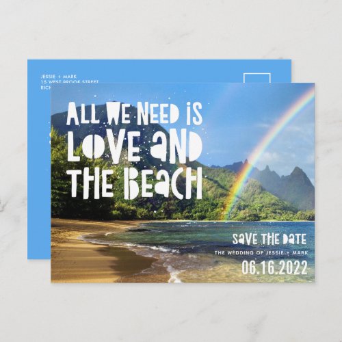 Hawaii Love Beach Wedding Save the Dates Announcement Postcard