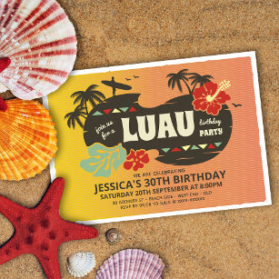 Hawaii Luau Party Invitation 