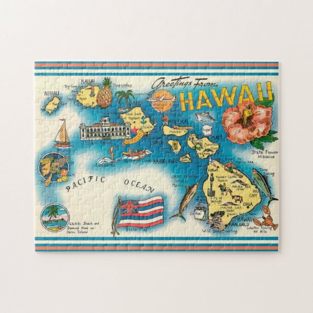 Hawaii Map 11x14 Puzzle (Horizontal)