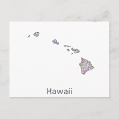 Hawaii map postcard