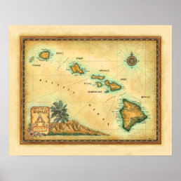 &quot;Hawaii Map&quot; Poster