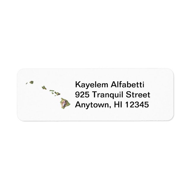 Hawaii Map Return Address Label (Front)