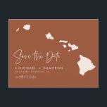 Hawaii Map Terracotta Save the Date Announcement Postcard<br><div class="desc">Announce your wedding date to family and friends with this Hawaii state theme save the date announcement postcard. It features an illustration of the state of Hawaii, simple typography and handwritten script. Personalize by adding names, date, venue and other details. This state of Hawaii save the date card is perfect...</div>