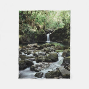 Hawaii, Maui, A waterfall flows into Blue Pool Fleece Blanket