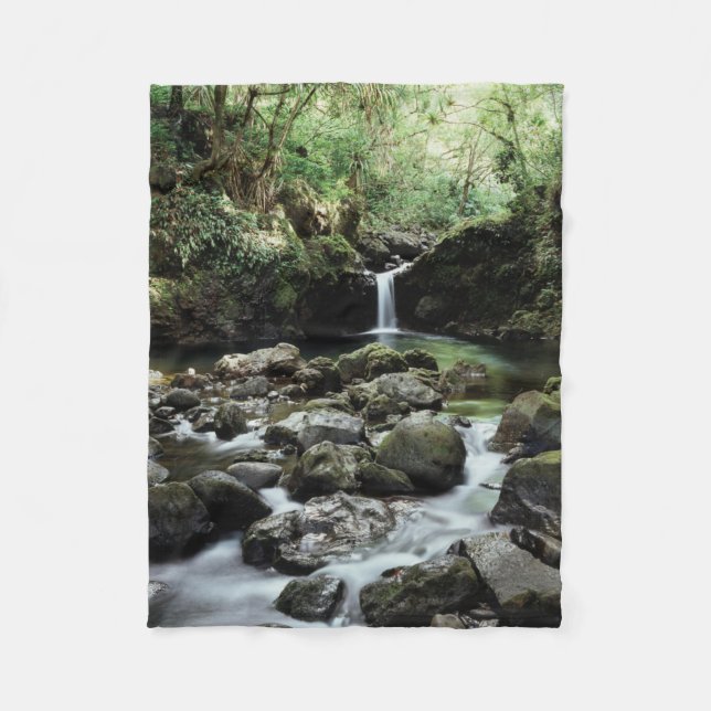 Hawaii, Maui, A waterfall flows into Blue Pool Fleece Blanket (Front)