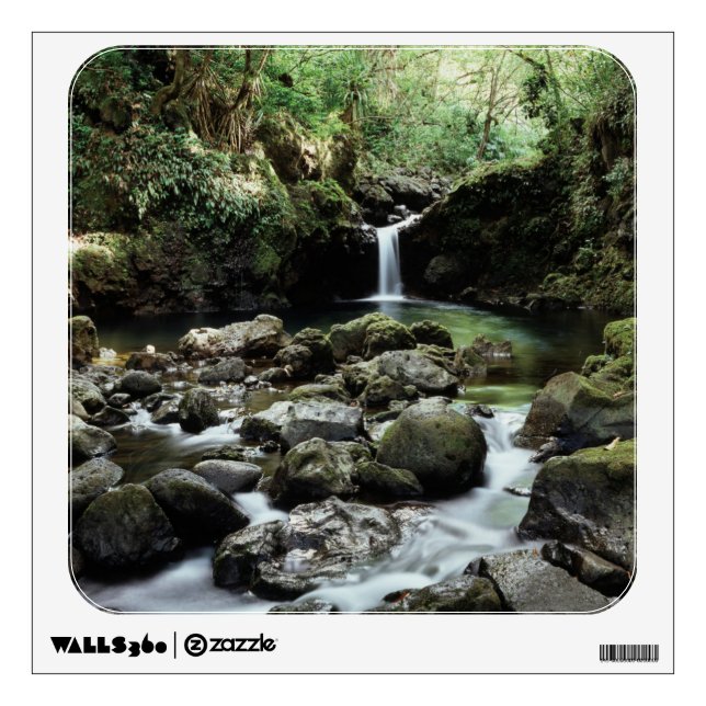 Hawaii, Maui, A waterfall flows into Blue Pool Wall Sticker (Front)