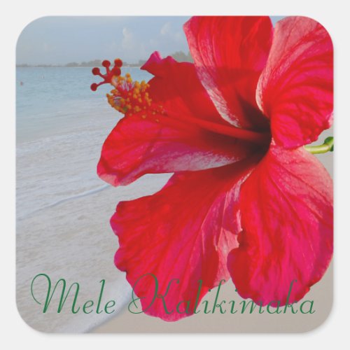 Hawaii Mele Kalikimaka Merry Christmas Square Sticker