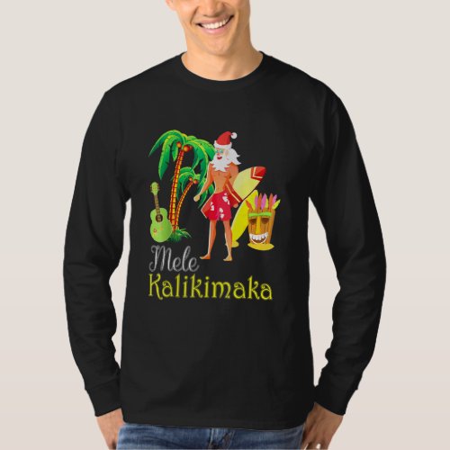 Hawaii Mele Kalikimaka  Santa Surfing Christmas Ug T_Shirt