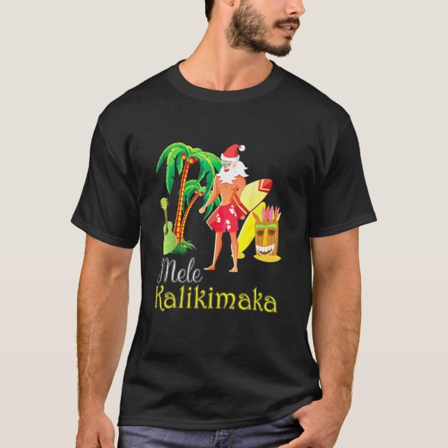 Hawaii Mele Kalikimaka Santa Surfing Christmas Ugl T-Shirt (Front)