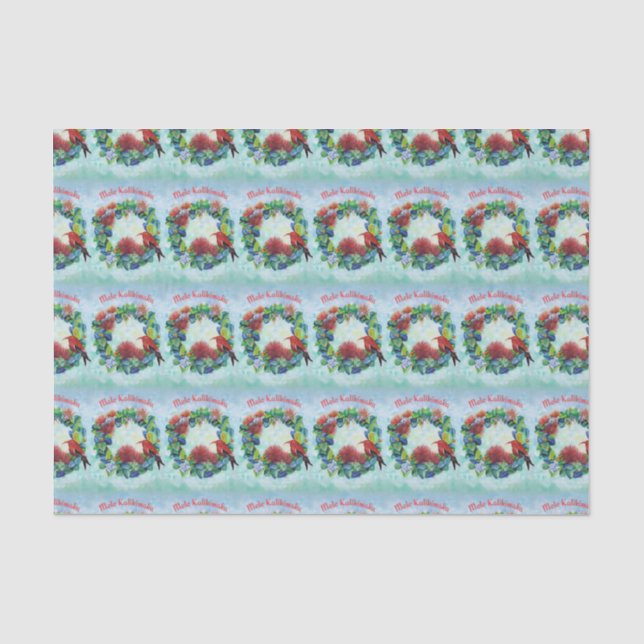 Hawaii Mele Kalikimaka Wreath Tissue Paper (Front)