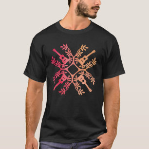 Hawaii Mele Music Quilt Tribal Tattoo Ukulele Isla T-Shirt