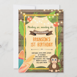 Hawaii monkey surf party Invitation
