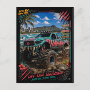 Hawaii Monster Truck Off Road Art Postcard