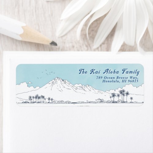 Hawaii Mountain Blue sky- Return Customizable Label