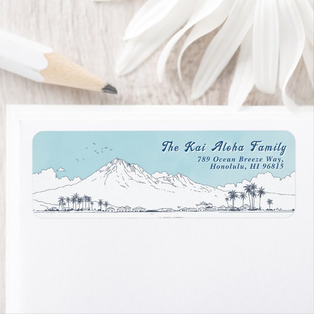 Hawaii Mountain Blue sky- Return Customizable Label (Creator Uploaded)