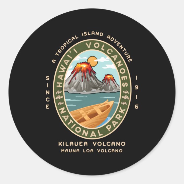 Hawaii National Park Volcanoes Kilauea Mauna Loa Classic Round Sticker (Front)