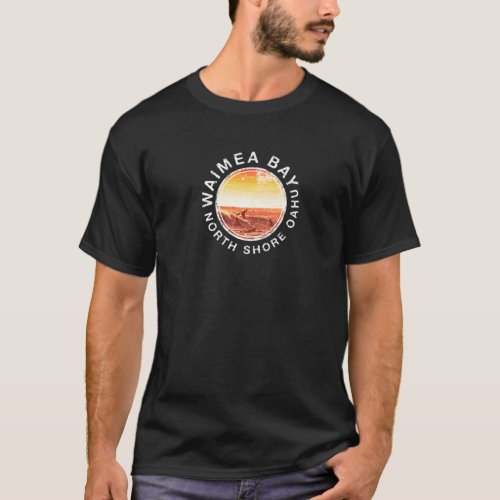 Hawaii North Shore Oahu Waimea Bay Retro Surfing T_Shirt