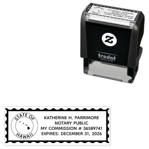 Hawaii Notary Public Self Inking Rubber Stamp