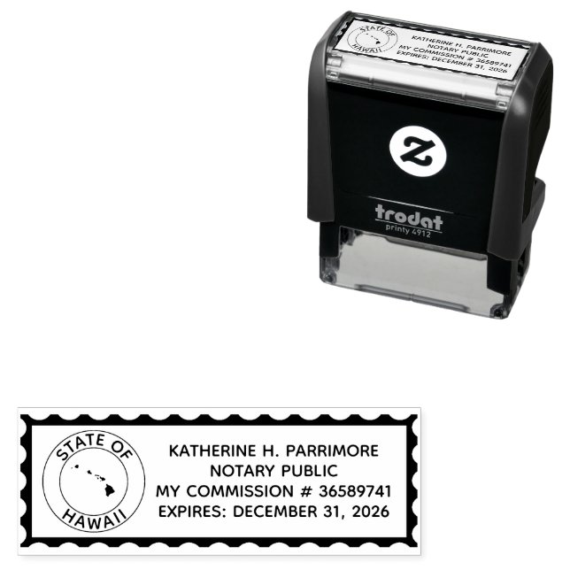 Hawaii Notary Public Self Inking Rubber Stamp (In Situ)