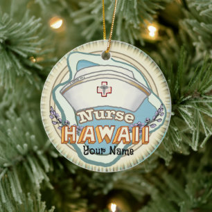 Hawaii Nurse Ceramic Ornament