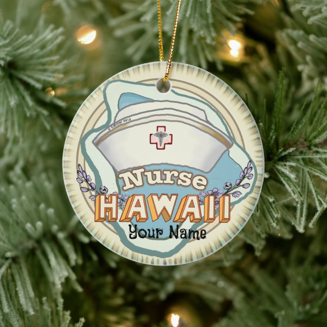 Hawaii Nurse Ceramic Ornament (Tree)