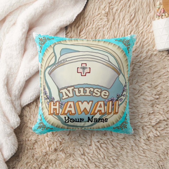 Hawaii Nurse Throw Pillow (Blanket)