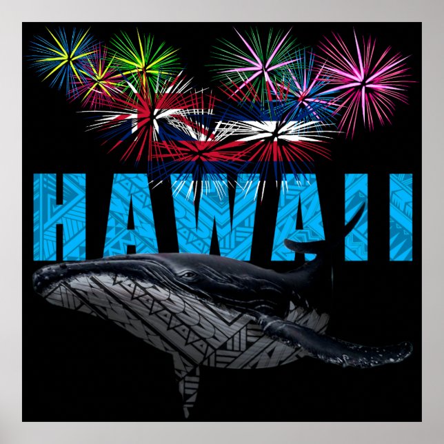 HAWAII NYE POLYNESIAN TRIBAL HUMPBACK FIREWORKS POSTER (Front)