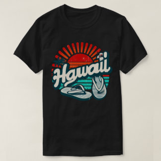 Hawaii Oahu Flip Flop Sandals Summer Beach Retro T-Shirt