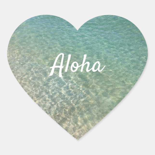 Hawaii Ocean Aloha Heart Sticker (Front)