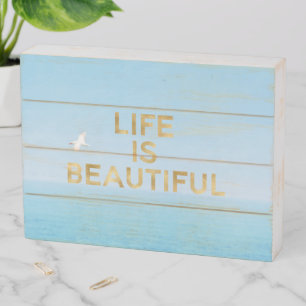 Hawaii Ocean Bird Flying Gold Beautiful Quote Wooden Box Sign