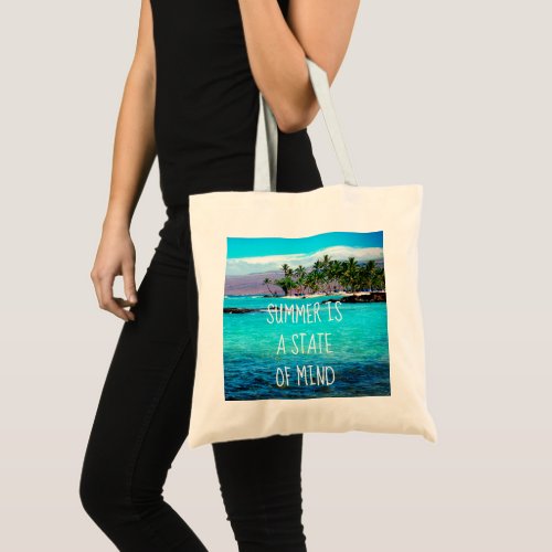 Hawaii Ocean Palm Trees Summer is a State of Mind Tote Bag