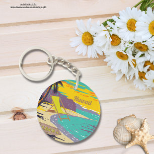 Hawaii painting colorful summer beach vacay gift keychain