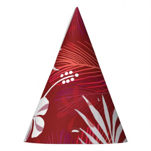 Hawaii Palm Leaf Hibiscus Flower Tropical Luau Party Hat