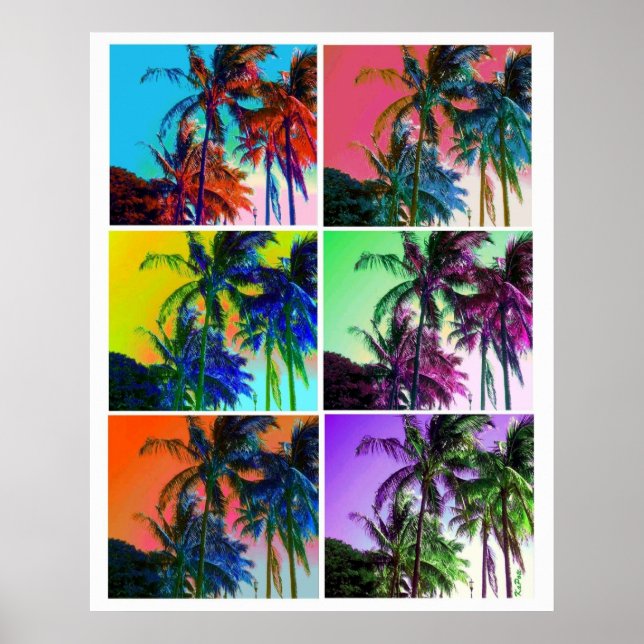 Hawaii Palm Tree Collage Poster (Front)