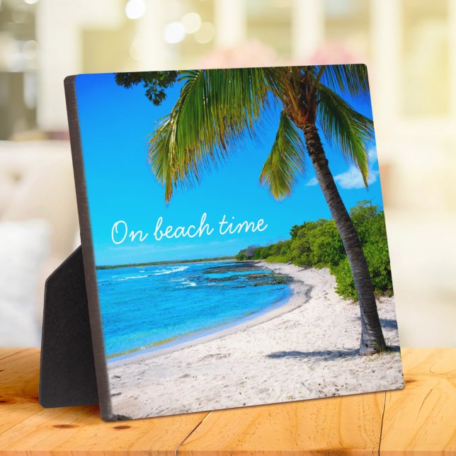 Hawaii Palm Tree Tropical Beach On Beach Time Plaque (Creator Uploaded)