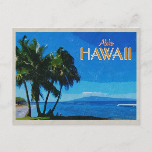 Hawaii Palm Trees and Molokai Vintage Travel Postcard