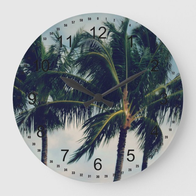 Hawaii Palm Trees Large Clock (Front)