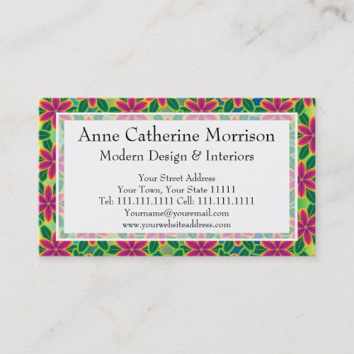 Hawaii Passion Hot Pink Tropical Flower Power Business Card