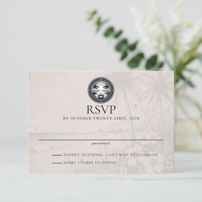 Hawaii Passport Wedding RSVP Card (Standing Front)