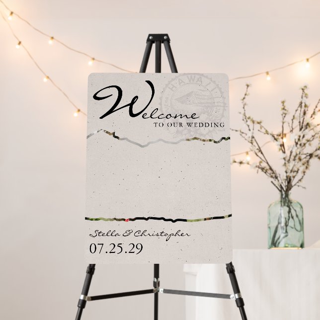 Hawaii Passport Wedding Welcome Sign (In Situ (Stand))